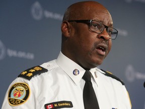 Toronto Police Chief Mark Saunders holds his year-end news conference at Police Headquarters in Toronto on Thursday December 27, 2018.