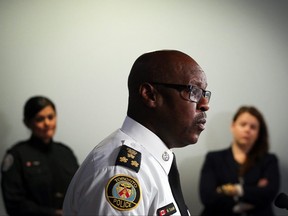 Toronto Police Chief Mark Saunders holds his year-end news conference at Police Headquarters in Toronto on Thursday December 27, 2018.