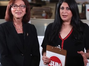 Former Ontario privacy commissioner Ann Cavoukian (left) and Toronto Sun Editor Adrienne Batra.