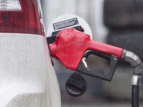 A gas pump is shown at a station in Montreal on April 12, 2017. (THE CANADIAN PRESS/Graham Hughes)