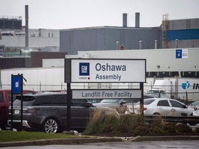 The Oshawa's General Motors car assembly plant in Oshawa, Ont., is shown on November 26, 2018.