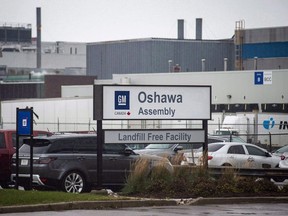 The Oshawa’s General Motors car assembly plant in Oshawa, Ont., is shown on November 26, 2018.