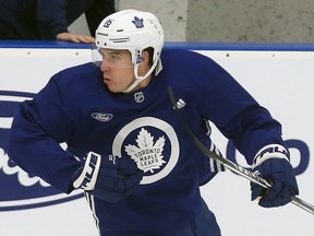 Mitch Marner takes to the ice during Leafs practice at the Mastercard Centre in Toronto on Thursday, November 29, 2018. (Dave Abel/Toronto Sun)