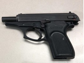 A loaded Bersa S.A. .380 firearm that Toronto Police say they seized on Dec. 27, 2018. A boy, 17, faces charges.