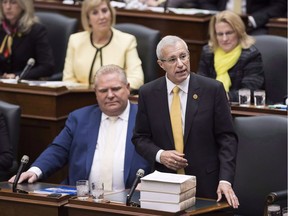 Ontario Finance Minister Vic Fedeli tables the government's Fall Economic Statement for 2018-2019 at Queen's Park in Toronto on Thursday, November 15, 2018.