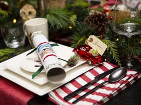 Ornaments from Canadian Tire can dress the table and go home with guests as keepsakes.