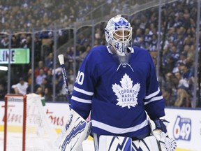 Maple Leafs goaltender Garret Sparks is the expected starter against the Red Wings on Sunday. (VERONICA HENRI/TORONTO SUN FILE)