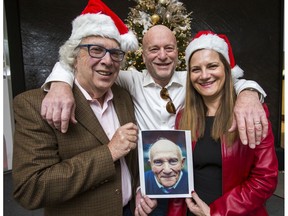 Mike Strobel with the late Mort Greenberg's nephew Sheldon Ehrenworth and friend Elizabeth Shelton who carried on Mort's fund-raising for the Sun Christmas Fund for Variety Village. Taken on Friday December 21, 2018. Ernest Doroszuk/Toronto Sun/Postmedia