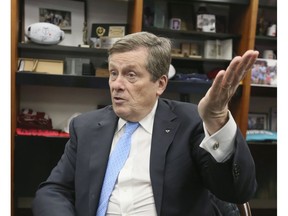 Mayor John Tory in his office on Thursday December 20, 2018. Veronica Henri/Toronto Sun/Postmedia Network