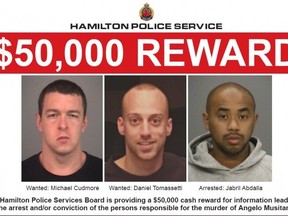 Cops are offering $50,000 in cash for info that leads to the arrest of two of the accused killers of mob scion Angelo Musitano.