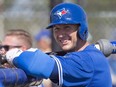 Toronto Blue Jays Troy Tulowitzki leans on a batting cage at spring training in Dunedin, Fla. on Tuesday, February 20, 2018.