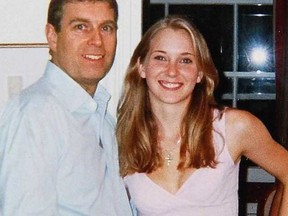 Prince Andrew with one of the Epstein's victims,  Virginia Roberts.  Jane Doe 103 allegedly recruited Roberts.