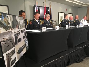 Ontario Provincial Police and partners from numerous other services revealed details of Project Renner, an eight month investigation into the illegal manufacturing and trafficking of restricted firearms, at a news conference in Vaughan on Tuesday, Dec. 11, 2018. (Chris Doucette/Toronto Sun/Postmedia Network)