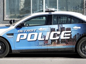 A City of Detroit Police vehicle is parked at the curb April 17, 2014 in Detroit, Michigan. (Getty Images)