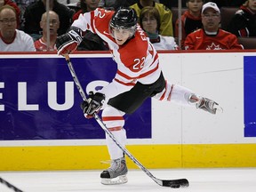 Tyler Ennis of Team Canada shoots the puck during the game against Team Russia at the semifinals at the IIHF World Junior Championships at Scotiabank Place on Jan. 3, 2009 in Ottawa.