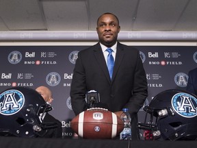 Toronto Argonauts new head coach Corey Chamblin speaks to the media in Toronto on MondayTHE CANADIAN PRESS/Nathan Denette