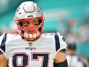 Having Rob Gronkowski out on the field at the end of the Dolphins game wasn't the Patriots' best idea, Randall the Handle writes. (Getty Images)