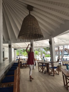 Palm Island Resortâs general manager Katie Rosiak shows off the new decor in one of the many dining restaurants. (Kim Pemberton photo)