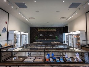 These are photographs of a Spiritleaf cannabis store in Calgary that is expected to open soon – just awaiting its licence. One image includes a picture of Gord Downey in a "lounge" at the store. The company had a deal with Up Cannabis, which is backed by The Tragically Hip.  For 1129 stores