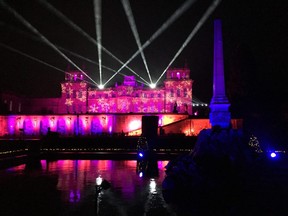 Christmas at Blenheim features outdoor light projections on the palace and in the gardens, an indoor Cinderella theme, and a Christmas market. (ROBIN ROBINSON)
