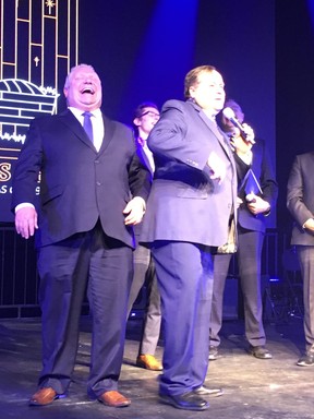 Premier Doug Ford, left, and Charles McVety ham it up. (Joe Warmington/Toronto Sun)