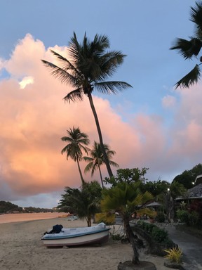 Sunset at Young Island, where a private resort is just minutes by boat from the main island of St. Vincent. (Kim Pemberton photo)