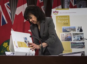 Ontario Auditor General Bonnie Lysyk releases the 2018 annual report at Queen’s Park in Toronto on Wednesday, December 5, 2018. (THE CANADIAN PRESS/Nathan Denette)