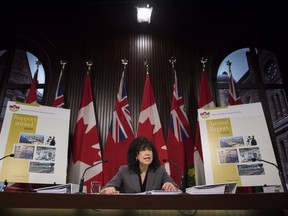 Ontario Auditor General Bonnie Lysyk releases the 2018 annual report at Queen's Park in Toronto on Wednesday, December 5, 2018. (THE CANADIAN PRESS/Nathan Denette)