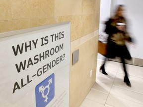An all-gender washroom at Yorkdale Mall in Toronto on December 11, 2018.