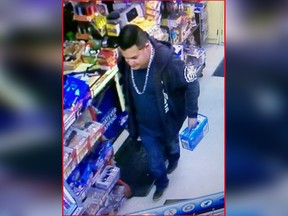 This Wednesday, Dec. 26, 2018 image from a surveillance camera video and provided by the Stanislaus County Sheriff's Department shows a suspect police are searching for in connection to the fatal shooting of an officer during a traffic stop in Northern California.