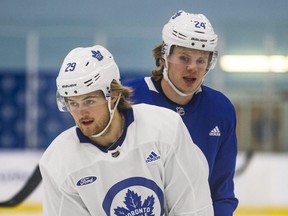 Leafs coach Mike Babcock is looking for more out of recently signed forward William Nylander (left), who is scoreless through two games. (Ernest Doroszuk/Toronto Sun)
