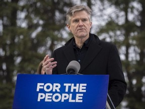 Ontario Environment Minister Rod Phillips discusses the government's climate plan during an event at the Cold Creek Conservation Area in Nobleton on November 29, 2018.