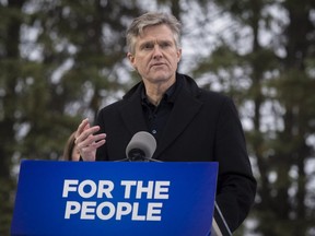 Ontario Environment Minister Rod Phillips discusses the government's climate plan during an event at the Cold Creek Conservation Area in Nobleton, Ont. on Thursday, November 29, 2018. THE CANADIAN PRESS/ Tijana Martin