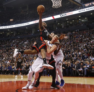 Toronto Raptors Kawhi Leonard SF (2) goes to the bucket during the first half in Toronto, Ont. on Monday December 3, 2018. Jack Boland/Toronto Sun/Postmedia Network