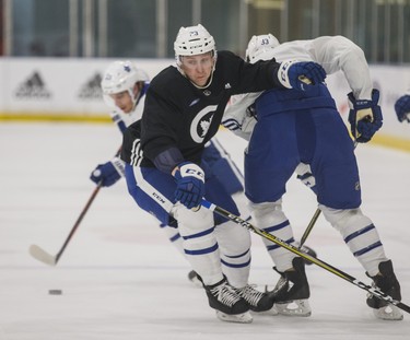 Toronto Maple Leafs Travis Dermott during a team skate at the MasterCard Centre in Toronto, Ont.  on Monday December 10, 2018. Ernest Doroszuk/Toronto Sun/Postmedia
