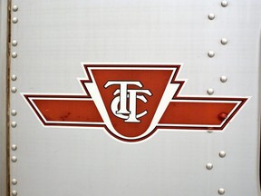 The TTC logo is seen on a subway car.