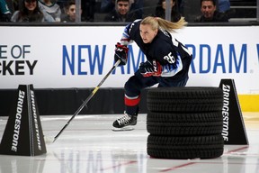 Kendall Coyne of the U.S. Women’s National Team competes in the Bridgestone NHL Fastest Skater during the 2019 SAP NHL All-Star Skills at SAP Center on Jan. 25, 2019 in San Jose, Calif.
