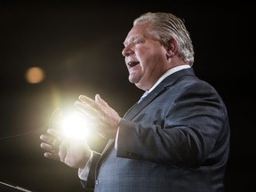 Ontario Premier Doug Ford speaks about the carbon tax at the Economic Club of Canada in Toronto on  Jan. 21, 2019. (The Canadian Press)