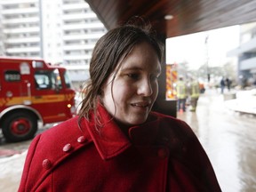 Tabatha Alder, who lives on the 22nd floor said her mom and two cats are still in their freezing apartment. (Jack Boland, Toronto Sun)