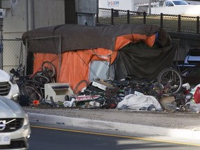 Dave lives under the Gardiner Expressway, fixing bikes and trying to keep warm. (Stan Behal, Toronto Sun)