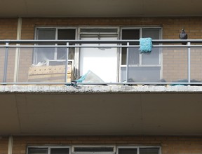 Toronto’s fourth homicide of the year occurred inside this eighth-floor unit at 100 Dundalk Dr. on Friday, Jan. 11, 2019. (Jack Boland/Toronto Sun/Postmedia Network)