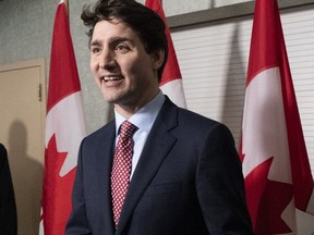 Prime Minister Justin Trudeau arrives for a cabinet meeting in Sherbrooke, Que., on Jan. 16, 2019. (The Canadian Press)
