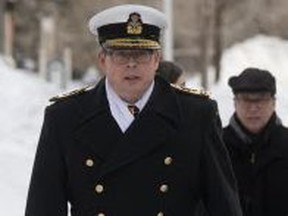 Vice-Admiral Mark Norman  makes his way to an Ottawa courthouse on Jan. 30, 2019. (The Canadian Press)