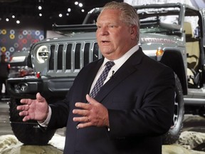 Ontario Premier Doug Ford is shown on Jan. 14, 2019, at the North American International Auto Show in Detroit. (Postmedia Network photo)