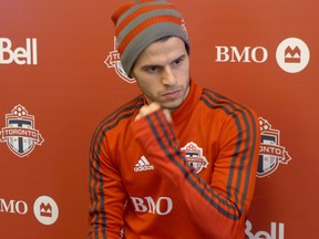 Toronto FC striker Sebastian Giovinco looks on at the team's training camp earlier this month. (THE CANADIAN PRESS)