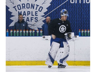 Toronto Maple Leafs Frederik Andersen G (31) was back at practice at the MCC in Toronto on Friday January 11, 2019. Jack Boland/Toronto Sun/Postmedia Network