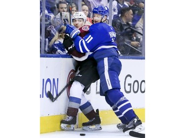 Toronto Maple Leafs left wing Zach Hyman (11) on Monday January 14, 2019.The Toronto Maple Leafs host the Colorado Avalanche in Toronto. Veronica Henri/Toronto Sun/Postmedia Network