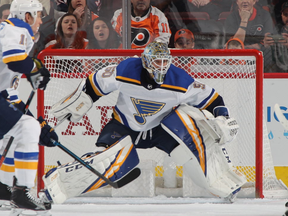 Jordan Binnington has had two bad relief outings and two great starts for the Blues since being called up. (Getty Images)