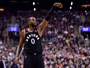 Raptors forward C.J. Miles looks on after scoring a three-pointer against the Grizzlies on Saturday. Miles went 3-for-4 from three-point range in the game.  Frank Gunn/The Canadian Press