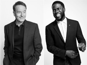 Bryan Cranston and Kevin Hart are seen in this combination file photo. The both star in The Upside, a remake of the 2011 French-language hit The Intouchables.